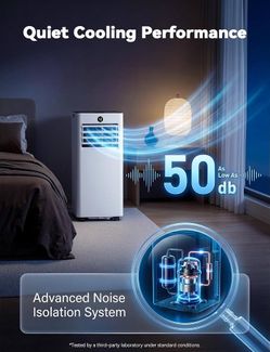 New 8000BTU 4-in-1 350sf Quiet Portable Air Conditioner for Room Quiet 8000BTU AC cools 350sq.ft, 4-in-1 cool/fan/dry/sleep, remote, timer, LED, windo