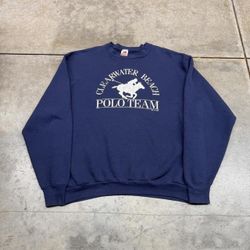 vintage clearwater beach polo team made in usa navy crewneck size xl