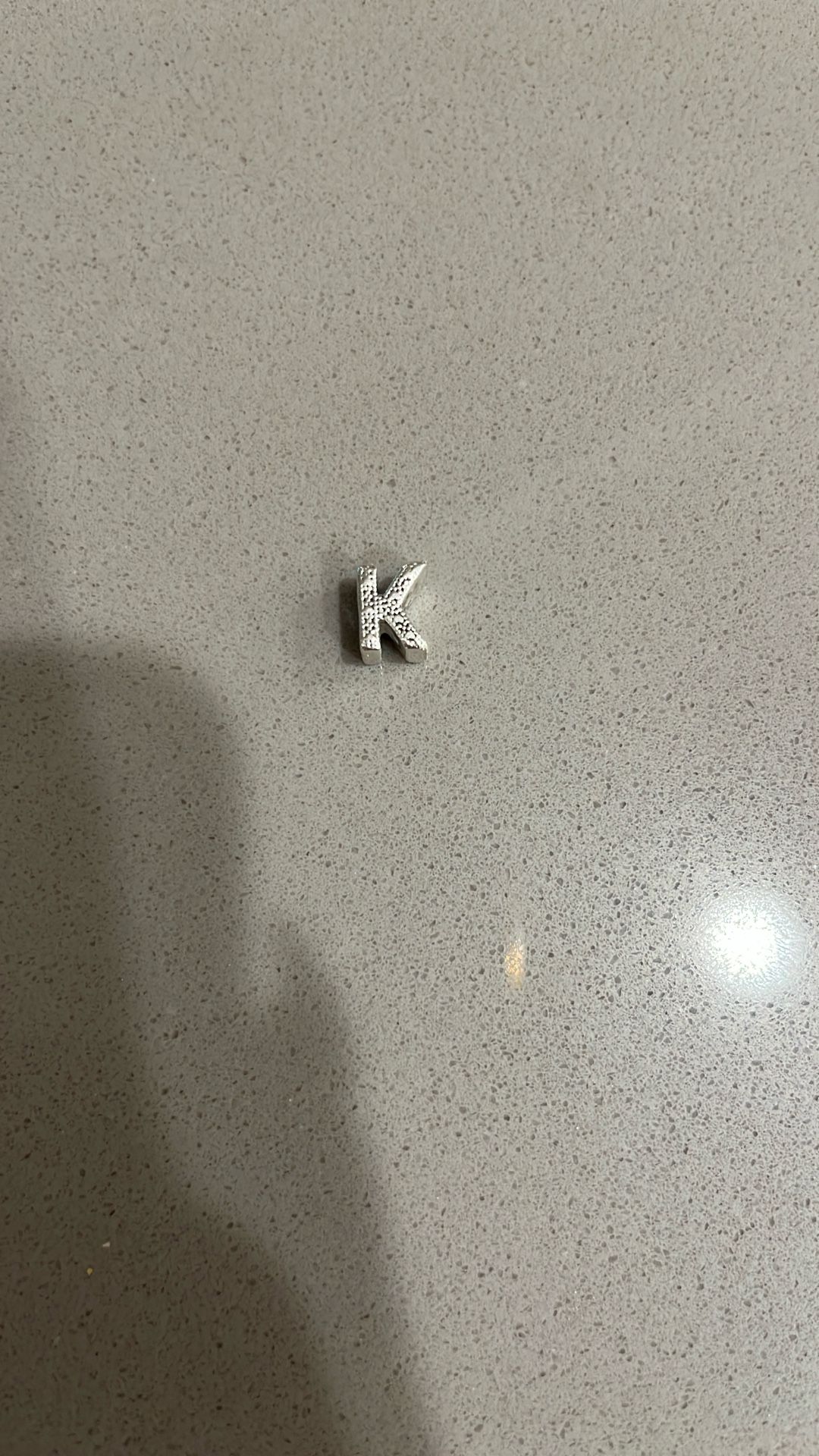 Silver “ K” pandora charm
