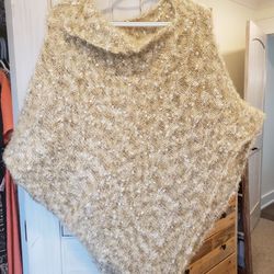 Hand-knitted Tan Poncho