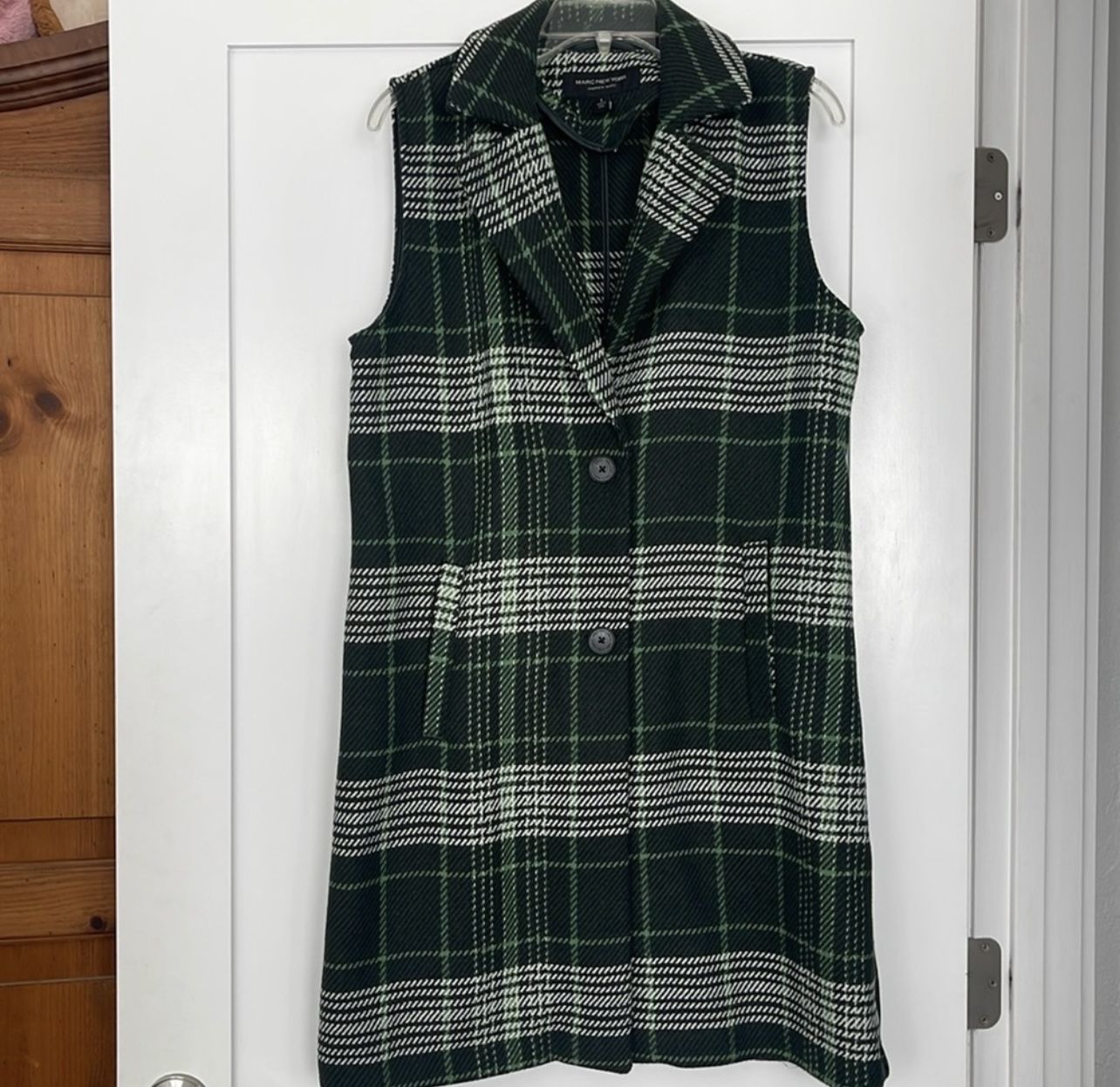 Long Green Plaid Vest