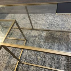 Modern Gold Glass Nesting Coffee Table 