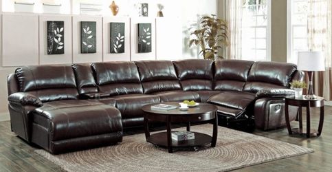 Brand New 6 Piece Chestnut Reclining Sectional