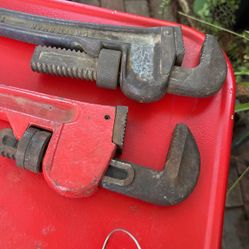 2 Vintage Pipe Wrenches Wrench 18” Inches  Plumbers Hand Tool Plumbing Work Tools