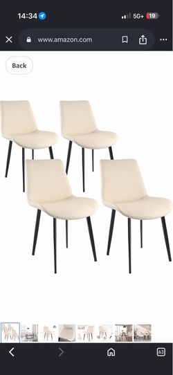 Dining Chairs, Modern PU Leather Dining Chairs, Dining Room Chairs with Sturdy Metal Legs, Upholstered Seat Kitchen Chairs for Living Room, Restaurant