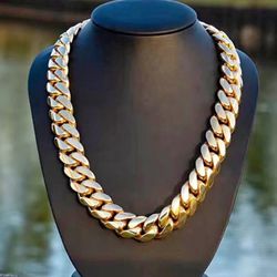 Miami Cuban Link Gold Plated Chain Necklace 