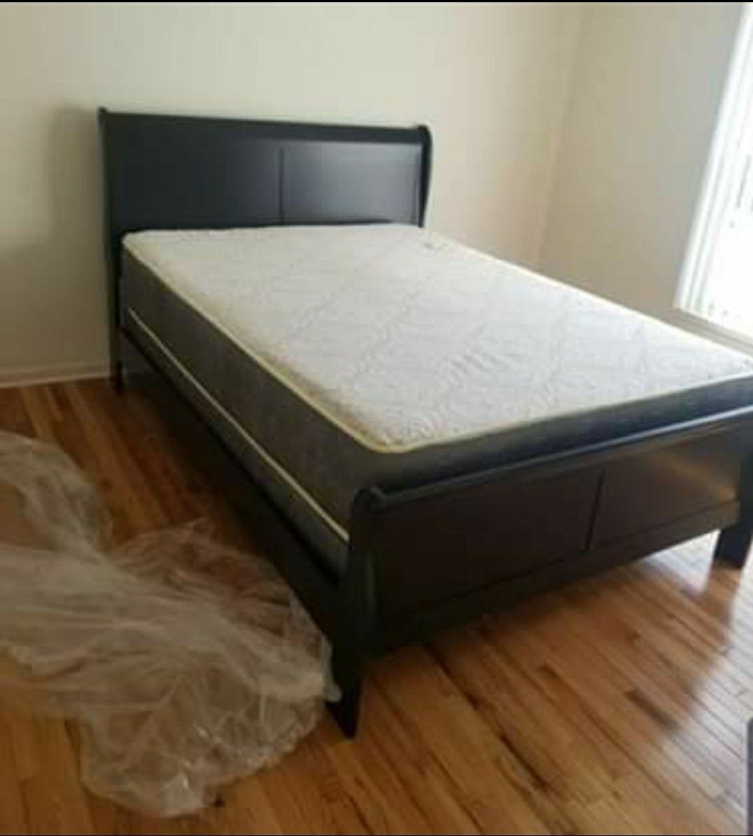 Brand new in box queen bed frame includes mattress and box spring
