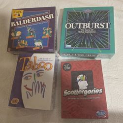 4 NEW board games scatttergories, taboo, balderdash, and outburst
