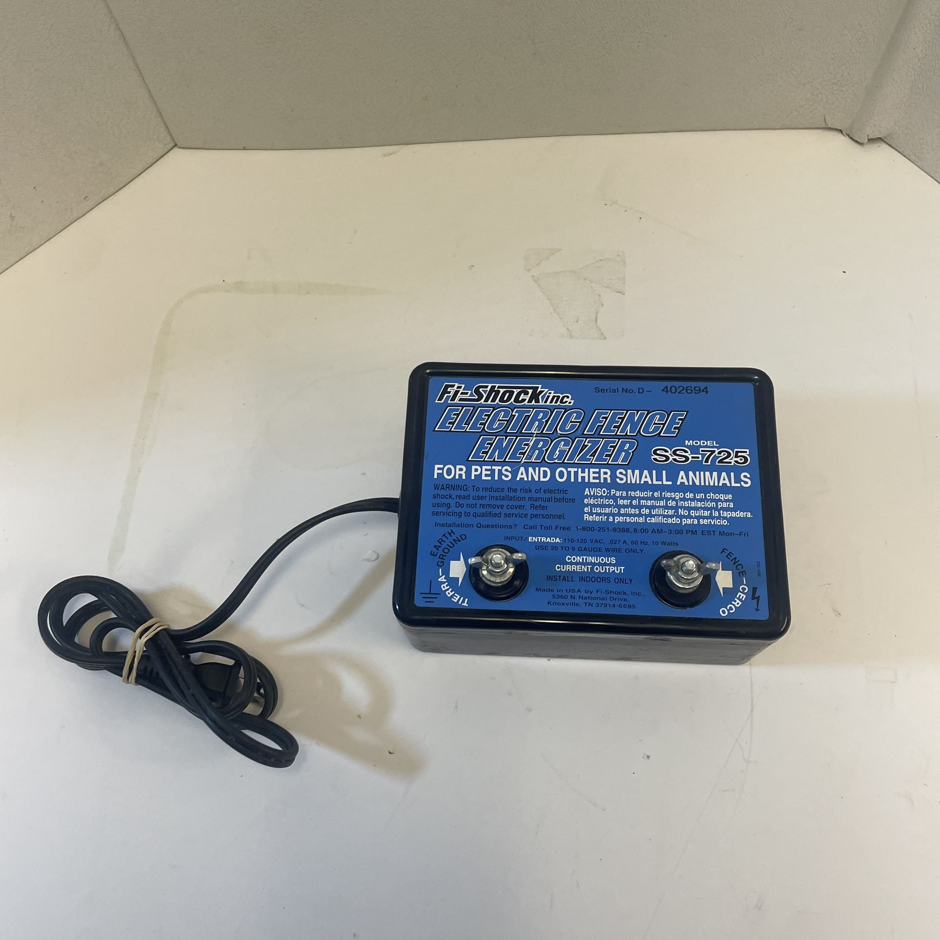 Fi-Shock SS-725 Electric Fence Energizer Controller ONLY Pet Deterrent