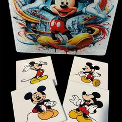 Mickey Mouse Cutting Board And 4 Coasters