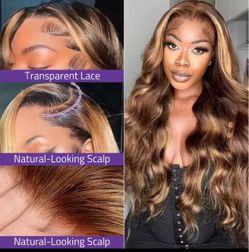 “40” highlight body wave human hair 13x6 250 density