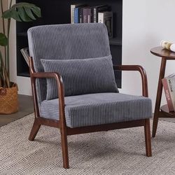 Assembled New Mid-Century Modern Accent Chair Upholstered Armchair with Pillow