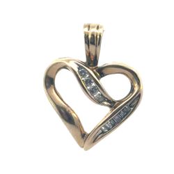 Woman’s Ladies 10k Yellow Gold .10 CTW Diamond Heart Pendant For Necklace GP3119107