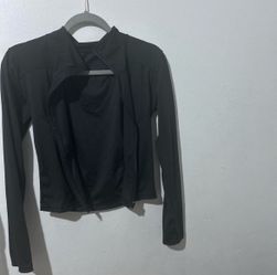 Black Cropped Zip-Up Athletic Jacket