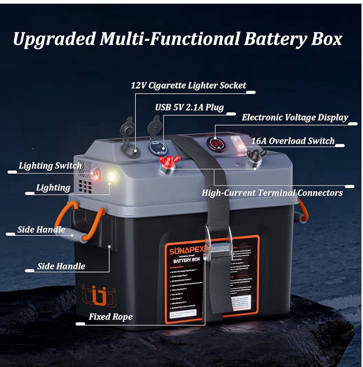 Camping Boating Solar Lithium Smart Battery Power Bank Box. 12v 80ah CPAP