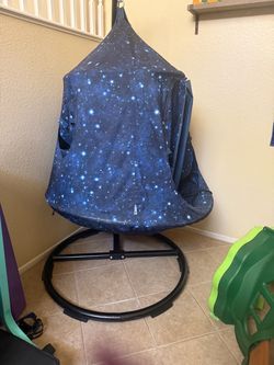 Hanging Egg Chair with Stand and Canopy