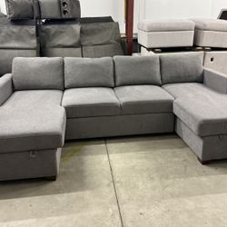 CONVERTIBLE SECTIONAL WITH DOUBLE STORAGE CHAISE