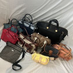  Assorted sizes purses, and bags. Coach, Dooney & Bourke, Kate Spade, and Tommy Hilfiger bag lot. 