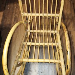 Antique Franco Albini Inspired Bamboo Childrens Rocking Chair.