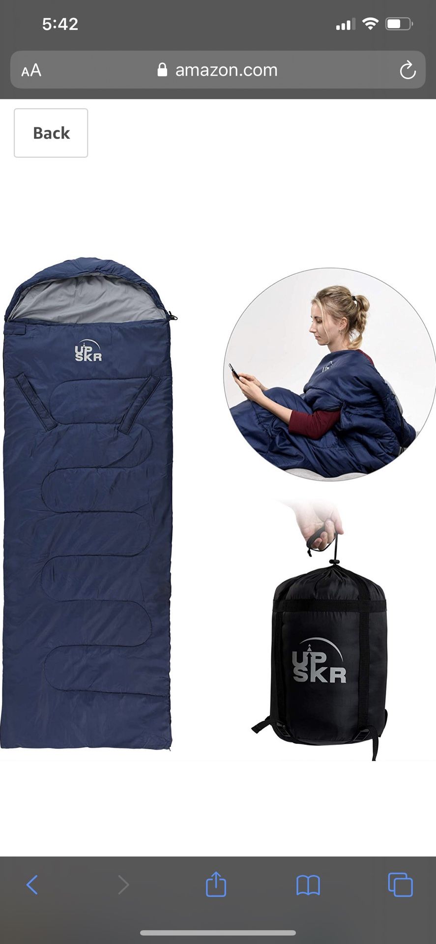 UPSKR Sleeping Bag Lightweight & Waterproof for Adults & Kids Cold Weather, 4 Season Rectangular Sleeping Bags Great for Indoor & Outdoor Use Hiking