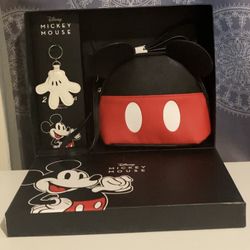 Disney - Mickey Mouse Crossbody and Keychain - 2 piece Gift set with Box with free additional item.