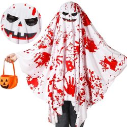 Lasnten 2 Pcs Kids Unisex Mask Ghost Costume Halloween 5-7yrs