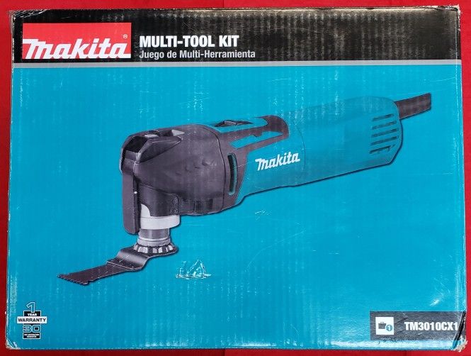 Makita TM3010CX1 3-Amp Corded Variable Speed Multi-Tool Kit with Blade, Sanding Pad, Sandpaper, Adapter, and Case - New, Sealed In Box