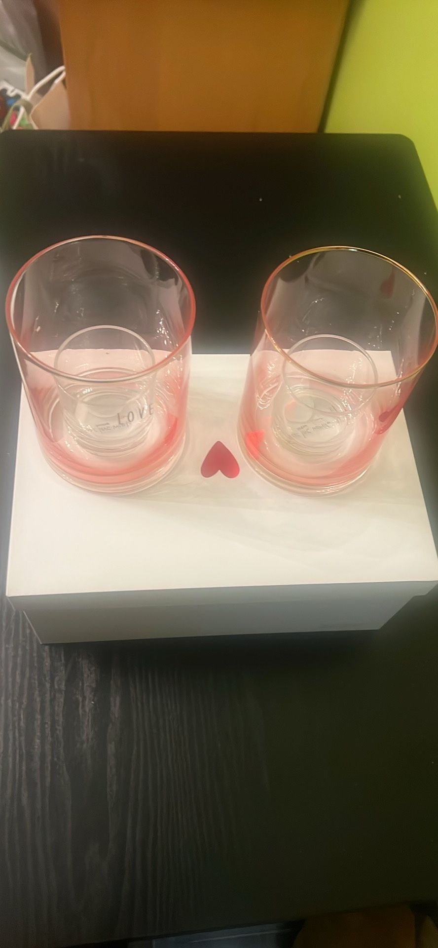 Peace Love World Set Of (2) 5” Glass Vase/Candle Holders