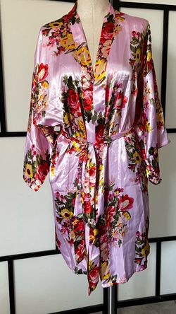 Satin Floral Kimono Robe