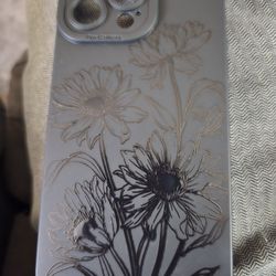 LSL Case for iPhone 15 Pro Max Black Sunflower Floral Flower Pattern Print Design Soft TPU Full Camera Lens Anti-Drop Anti-Scratch Shockproof Protecti