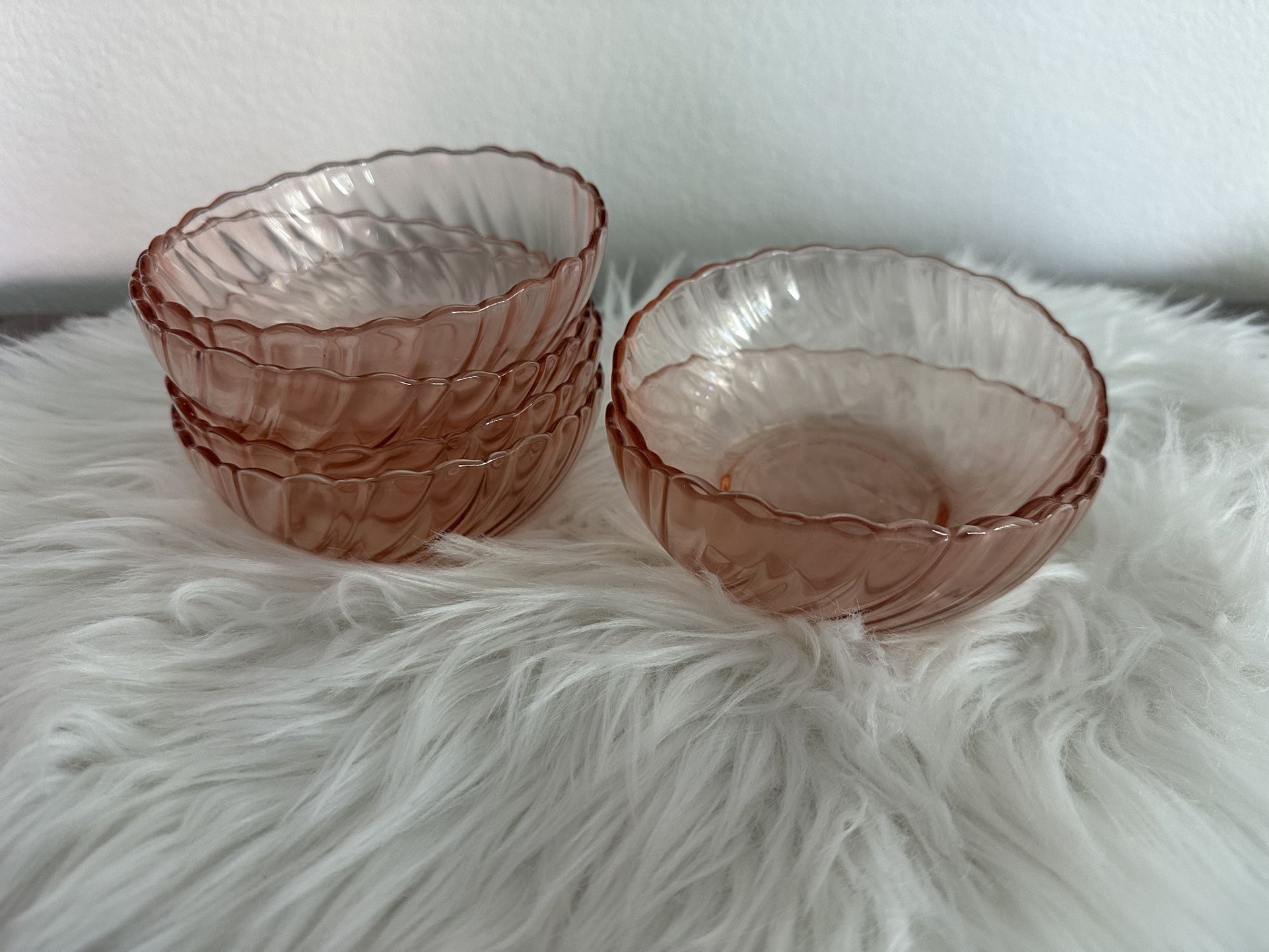 France Pink Rosaline Swirl Bowls Set of 6