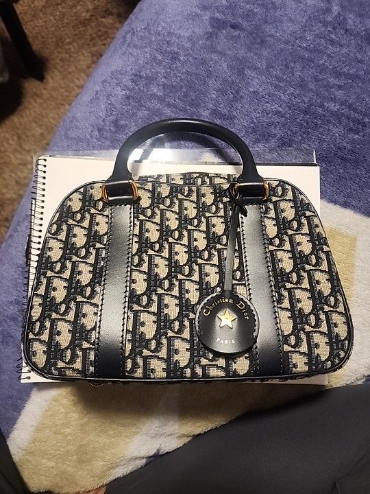 Christian Dior Oblique Hand shoulder crossbody bag canvas leather