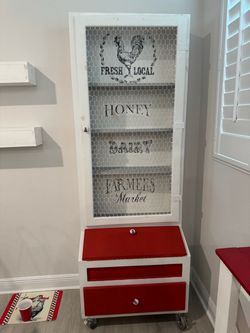 Rustic cabinet on wheels