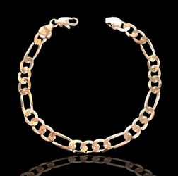 GOLD FILLED 7MM FIGARO MEN'S BRACELET 8”