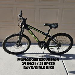MONGOOSE EXCURSION 24 IN/21 SPEED BIKE
