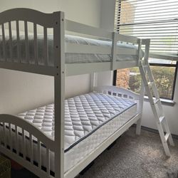 Twin Bunk Bed White Wood