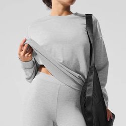 Alo Yoga Chill Crew Neck Pullover XS 2-4 Athletic Heather Grey
