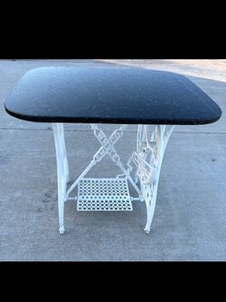 Antique Sewing Machine Base Table with Granite Top