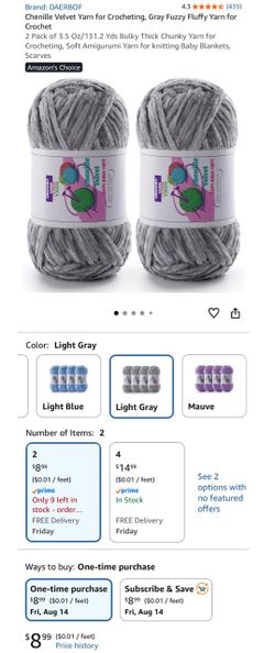 2 pack chenille velvet yarn