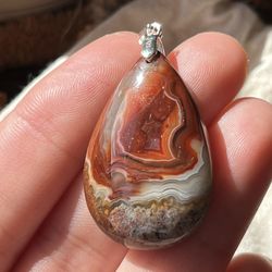 Sterling Silver Crazy Lace Agate Pendant 