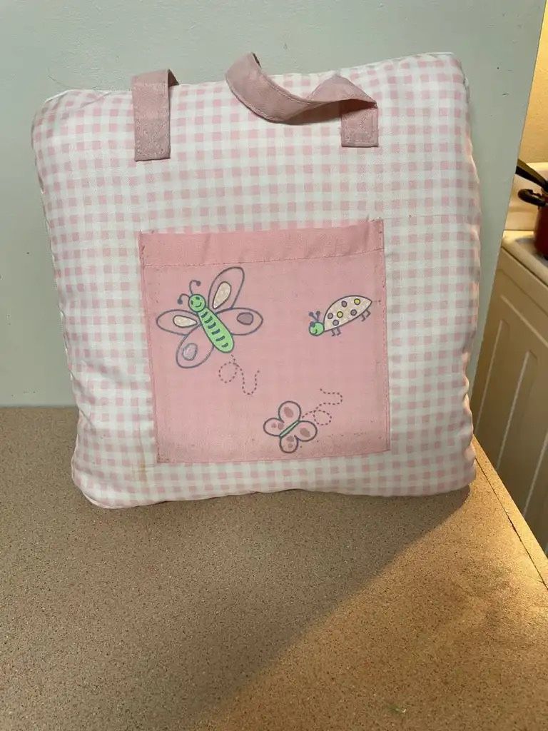 Pink Gingham Baby Pillow/blanket