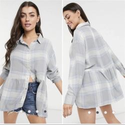 AE Oversized Babydoll Plaid Shirt
