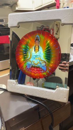 Vintage Electronic Guan Yin Rotating Light Mirror Fram