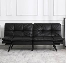 Black Leather Sofa Bed - Like New