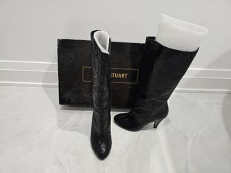 Collin Stuart Black Snake Leather Boots Size 7