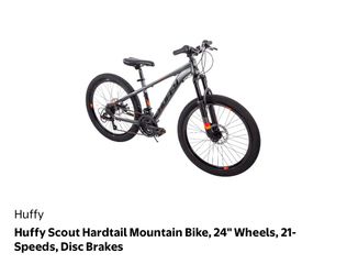 Huffy Scout Hardtail Mountain Bike, 24" Wheels, 21-Speeds, Disc Brakes Lat'canto