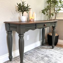 Vintage Olive Green Console Table