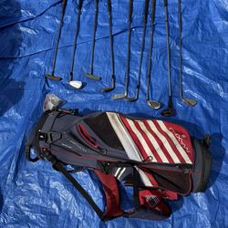 Vintage Golf Clubs + Maxfli Stand Bag — Wilson / Northwestern / Dynacraft