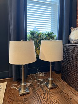 Pair of Adjustable Height Table / Nightstand Lamps