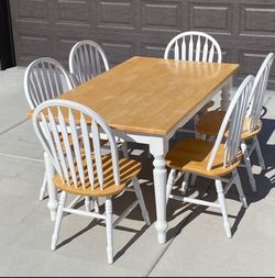 Farm Table and Six Chairs Set